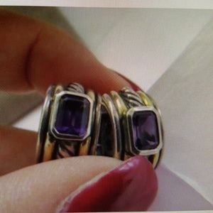 David Yurman deep Amethyst SS/14K Gold Earrings